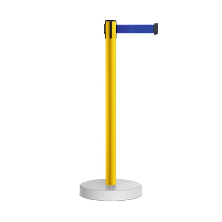 Stanchion Belt Barrier WaterFillable Base Yellow Post 7.5ftDk Blu Belt